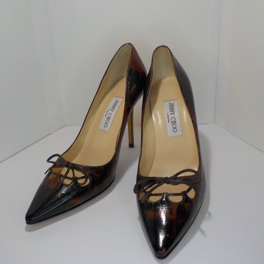 Jimmy Choo - Leather Mini-Bow Stiletto Pumps, Size: 39.5 Italian, 9.5  US